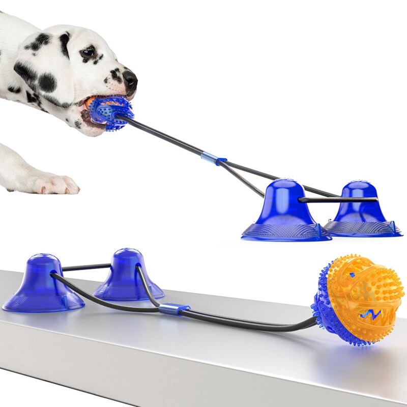 Interactive Pet Toys For Cats Dogs Training Suction Cup Push Ball Toys Elastic Ropes Pet Tooth Cleaning Chewing IQ Exercise New-0